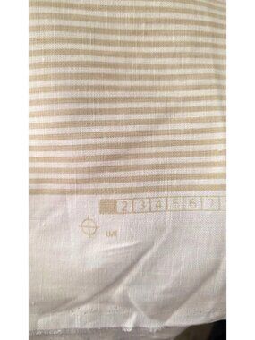 Schumacher Wesley Ticking Stripe Sand 100% Linen Designer Fabric Home Decor